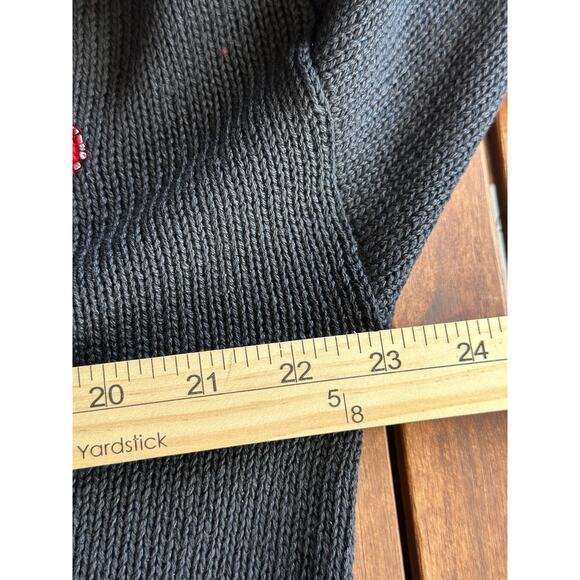 Vintage Victoria Jones Unisex Medium Ramie Black Ugly Christmas Cardigan Sweater - Picture 5 of 8
